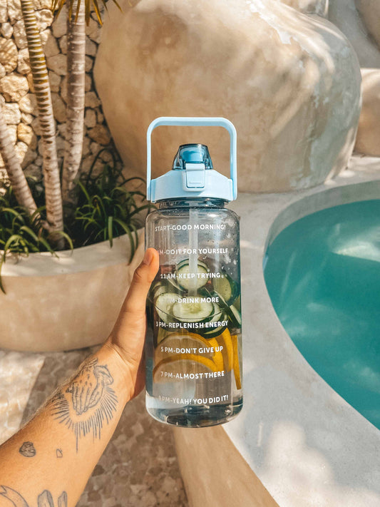2000ml BOTTLE W/ STRAW - BLUE