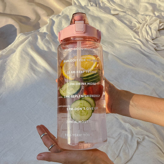 2000ml BOTTLE W/ STRAW - PINK